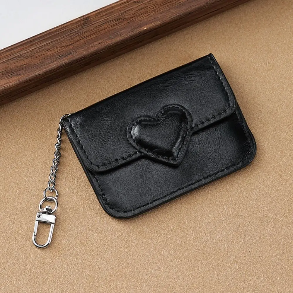 Fashion PU Leather Mini Card Wallet Heart Shaped Multi-card Coin Purse Lightweight Women Men Card Holder Cash Coin Bag