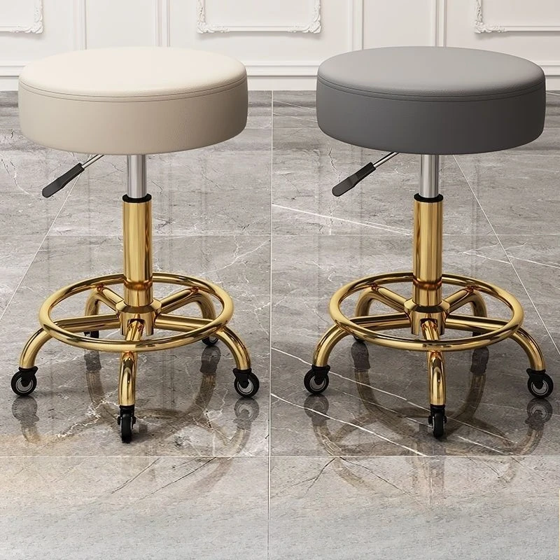 Salon Swivel Stool Adjustable Height Rolling Chair Round Technician Hairdressing Manicure Barber Chair Professional Use Style