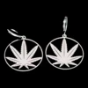 QIAMNI Stainless Steel Round Pot Leaf Hoop Earrings for Women Weed Jewelry Fashion Palm Leaves Drop Statement Piercing Ear 6