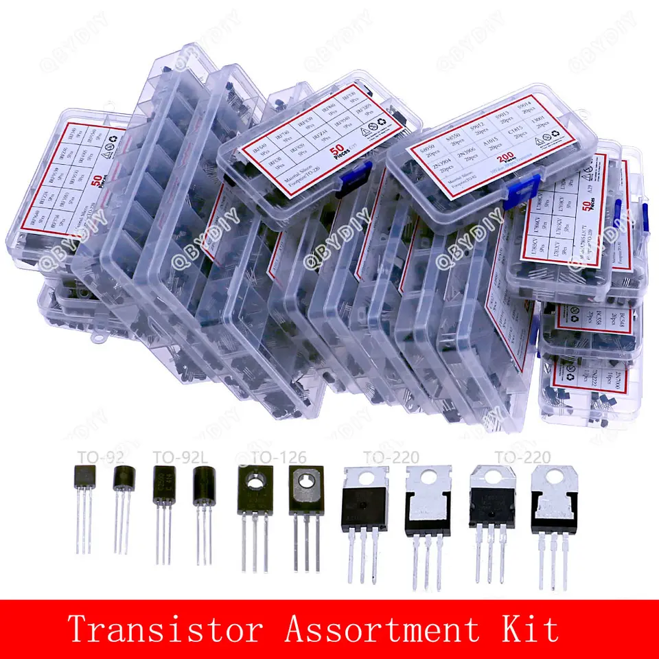 TO-92 TO-92L TO-126 TO-220 Series Mosfet Triode Thyristor PNP NPN Transistor Assortment Kit Box image 1