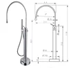 Bathtub Faucet Set Floor Decked Brass Rotate Spout Brush Gold  Bathtub Mixer Morden Style Bathroom Taps 6