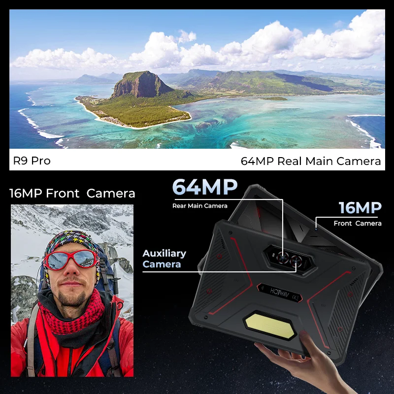 HOTWAV R9 Pro 4G Rugged Tablet 10.95 Inch FHD+ 6GB+256GB Tablets PC 20080mAh Battery 20W Charge 64MP Camping light Smart Pad