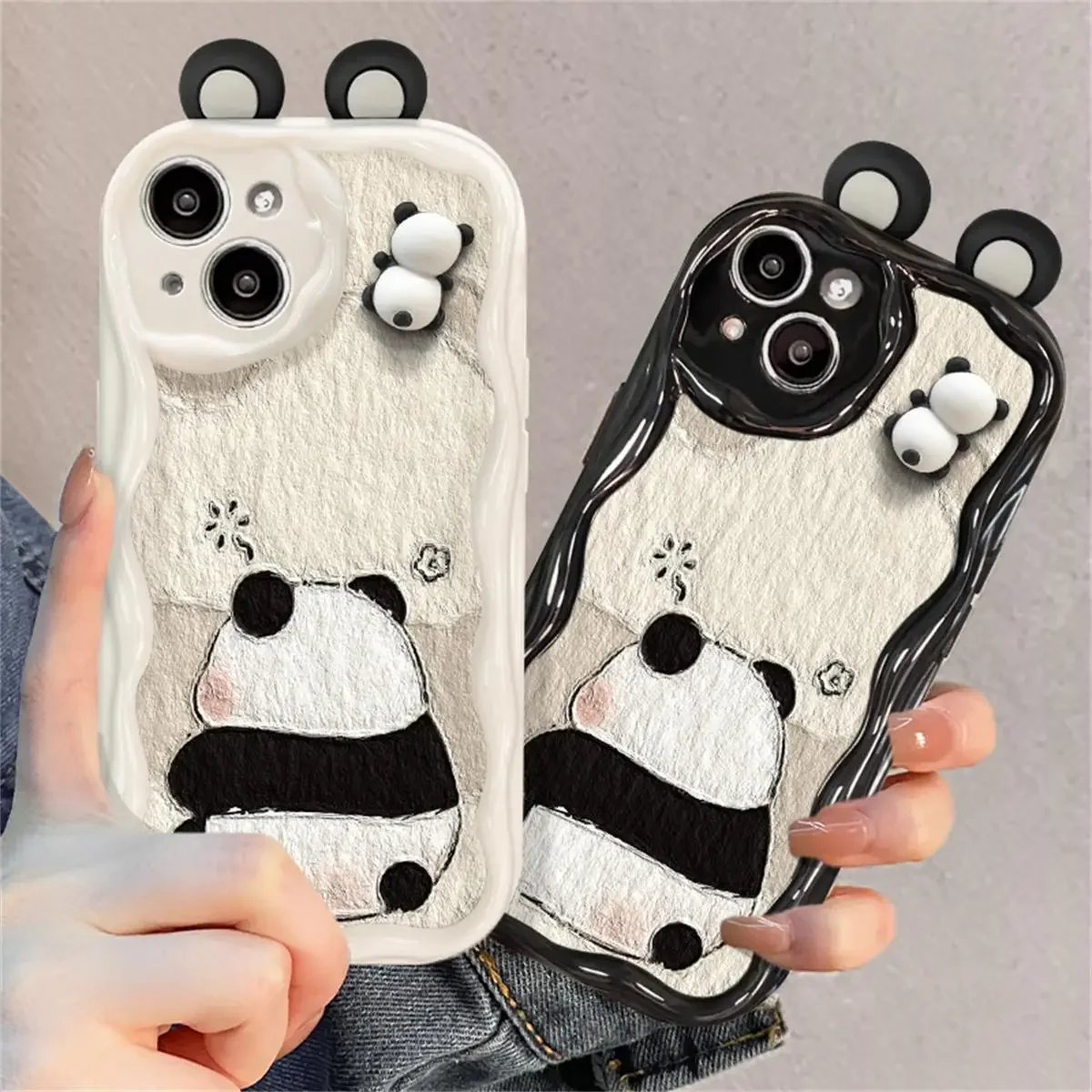 3D cartoon panda ears phone case for Samsung Galaxy S25 Ultra S25 S24 S23 Ultra Plus FE A35 A34 A55 A15 A16 A54 A06 A24 cover