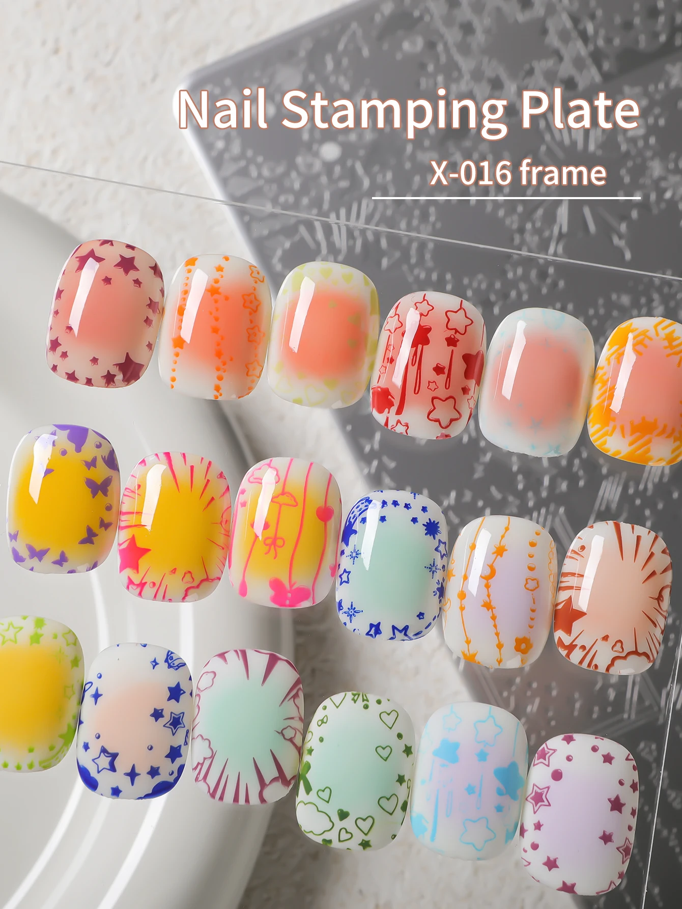 1pc Versatile Nail Art Stamp - Lovely Star and Bow Patterns
