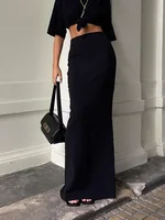 Fashion For Women Black Long Skirts High Waist Slim Seamless Elegant Ladies Gown Casual Summer 2024 New Female Maxi Skirts - Image 3