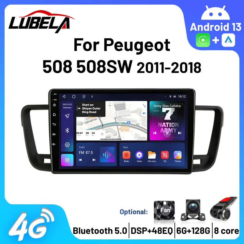 Android 13 Carplay Autoradio Lettore Multimediale Navigazione Gps Autoradio Per Peugeot 508 508Sw 2011 2012 2013 2014 2015 2016-2018