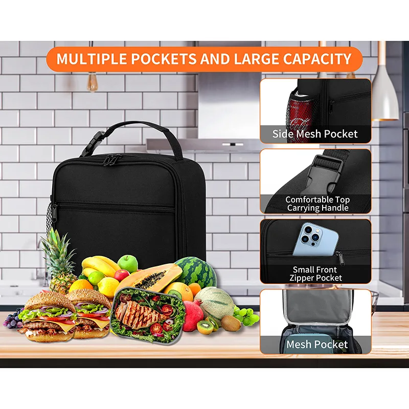 Insulated Portable Reusable Thermal Lunch Bag - Keeps Food Fresh