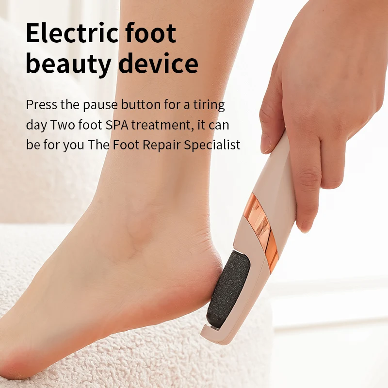 USB Rechargeable Electric Foot Scrubber With 2 Grinding Heads Dead Skin Remover Portable Pedicure Tool For Smooth Feet Care