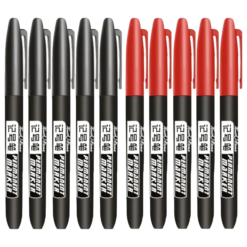 Multi-Pack Permanent Marker Set - Fine and Thick Nibs, Waterproof Ink - Black, Blue, Red