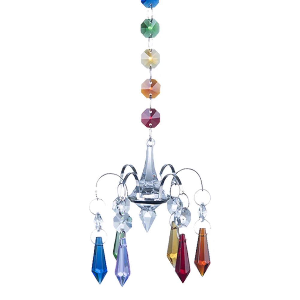 Prism Faceted Crystal Pendant Clear Hanging Prism Sunburst Suncatcher for Gift