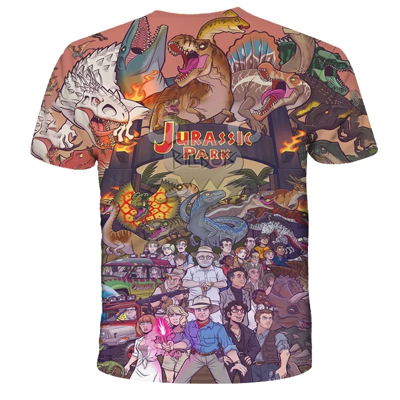 Modisches Neues Jurassic Dinosaurier T-Shirt 3D Sommer-Shirt für Männer und Kinder Klassisches Dinosaurier-Spiel Amerikanische Streetwear Übergrößen-Oberteile – Detail 9