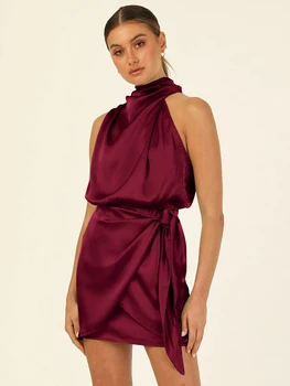 Satin Halter Neck Mini Dress 32