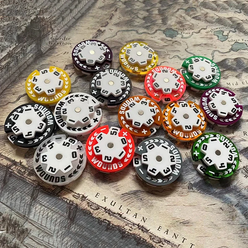 스몰 사이즈 카운터 32mm 원형 건강 손상 상처 추적기, 아크릴 0-59 생명 추적기, 무작위 색상, 1 개