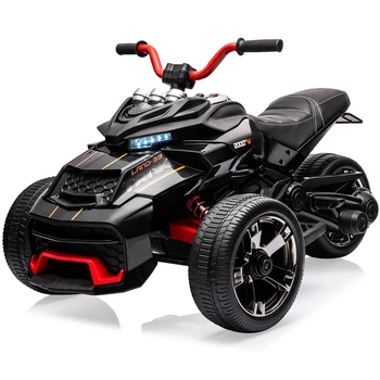 12V Kids Ride-On ATV Motorcycle – 3-Wheeler Electric Toy Vehicle with LED Lights, Music, Horn, USB & Treaded Tires 1