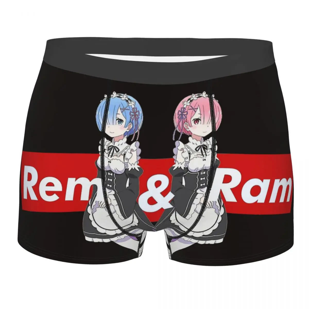 

Rem Ram Maid Re Zero Anime Natsuki Subaru Underpants Breathbale Panties Male Underwear Ventilate Shorts Boxer Briefs