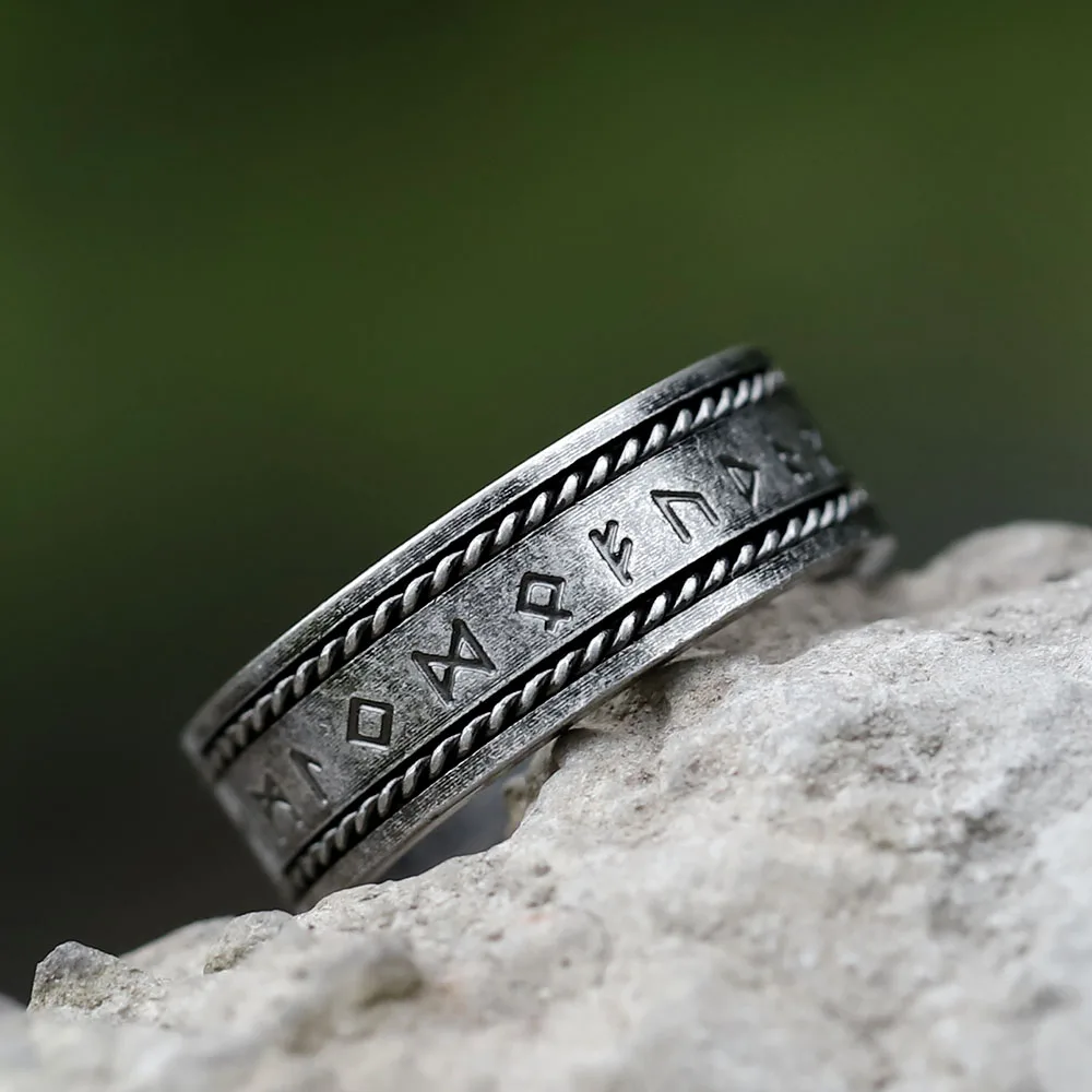 2022 NEW Men's 316L stainless-steel rings retro Odin Viking rune with fashion chain RING Amulet Jewelry Gift free shipping