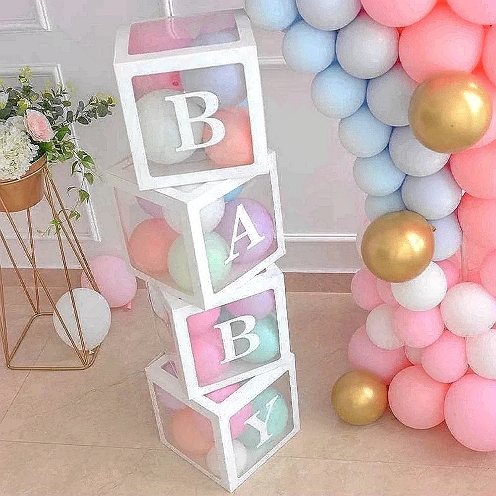 

25/27cm Letter A-Z Custom Transparent Balloon Box Baby Shower Boy Girl Birthday Party Decoration Wedding Birthday Name Box