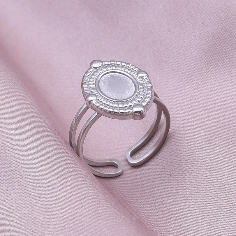 5 stücke Edelstahl Kurze Geometrie Ring Hand Diy Stein Bohrer Strass Silber Farbe Kein Verblassen Finger Schmuck Paar Ringe – Detail 8