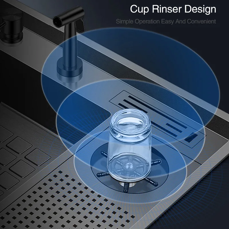ASRAS Large Size Nanometer Cup Rinser Stepped Kitchen Sink 304 Stainless Steel 4mm Thickness Handmade Sinks With Knife Holder 2