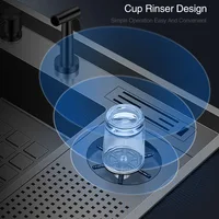 ASRAS Large Size Nanometer Cup Rinser Stepped Kitchen Sink 304 Stainless Steel 4mm Thickness Handmade Sinks With Knife Holder 2