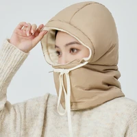 New Style Windproof Hats Plush Fleece Lined Warm Winter Cap Hooded Full Cover Waterproof Hats For Women Solid Color Winter Hats 4