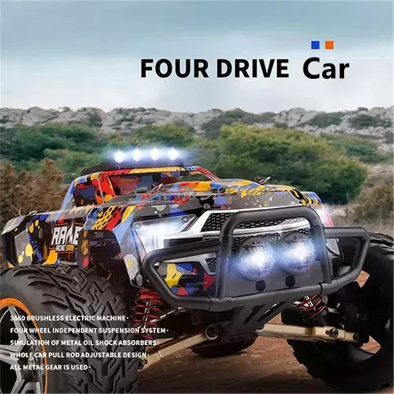 Brushless Power High Speed RC Car 1:10 4WD 60KM/H Metal Gear LED Searchlight Four Wheel Independent Suspension Radio Control Car 2