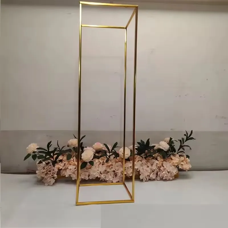 Wedding Arch Shiny Gold Iron Column, Plinth Ballon Arch, Birthday Stage Background, Booth Prop, Metal Square Frame