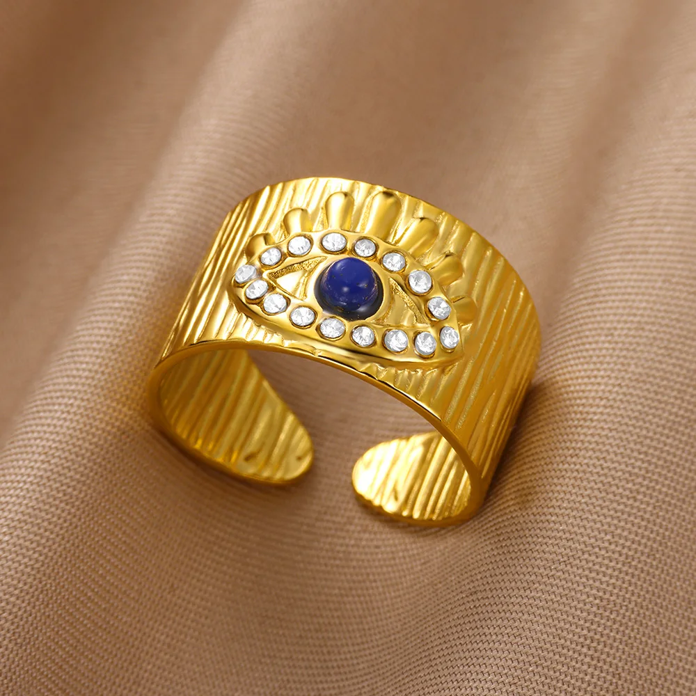Blue Evil Eye Stainless Steel Women Ring Wedding Accessories