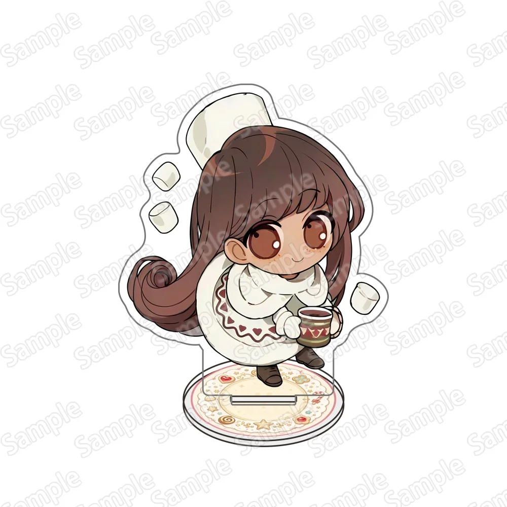 Cookie Run Kingdom Themed 10CM Acrylic Standees & Keyring - Black Pearl, Milk Shadow, Pure Vanilla Mystic Flour Desktop Ornaments Gift