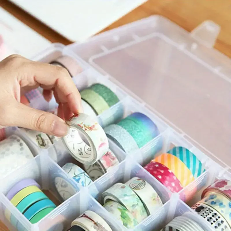 15 Grid Transparent Office Storage Box with Adjustable Dividers Plastic Storage Container for Art Painting 1 Piece