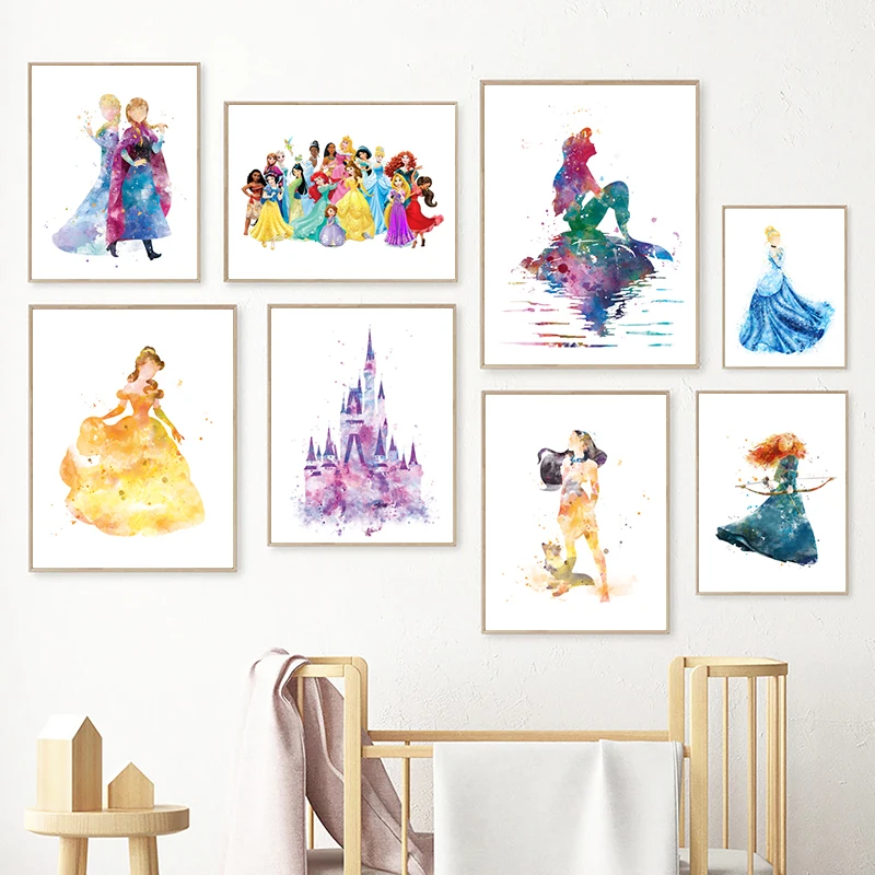 Watercolor Disney Princess Wall Art 1