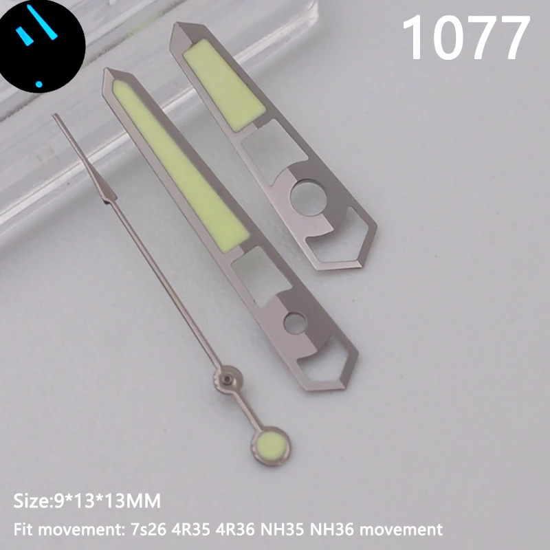 Green Luminous Watch Hands - Black Finish
