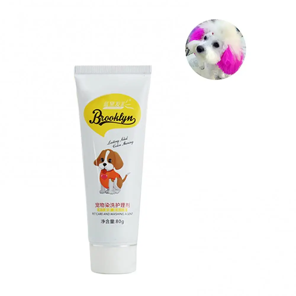 Pet Hair Dye 80g Pet Dog Cat Animals Hair Coloring Dyestuffs Dyeing Pigment Agent Supplies Dog Hair Dye Cream Pet Grooming pet hair dye