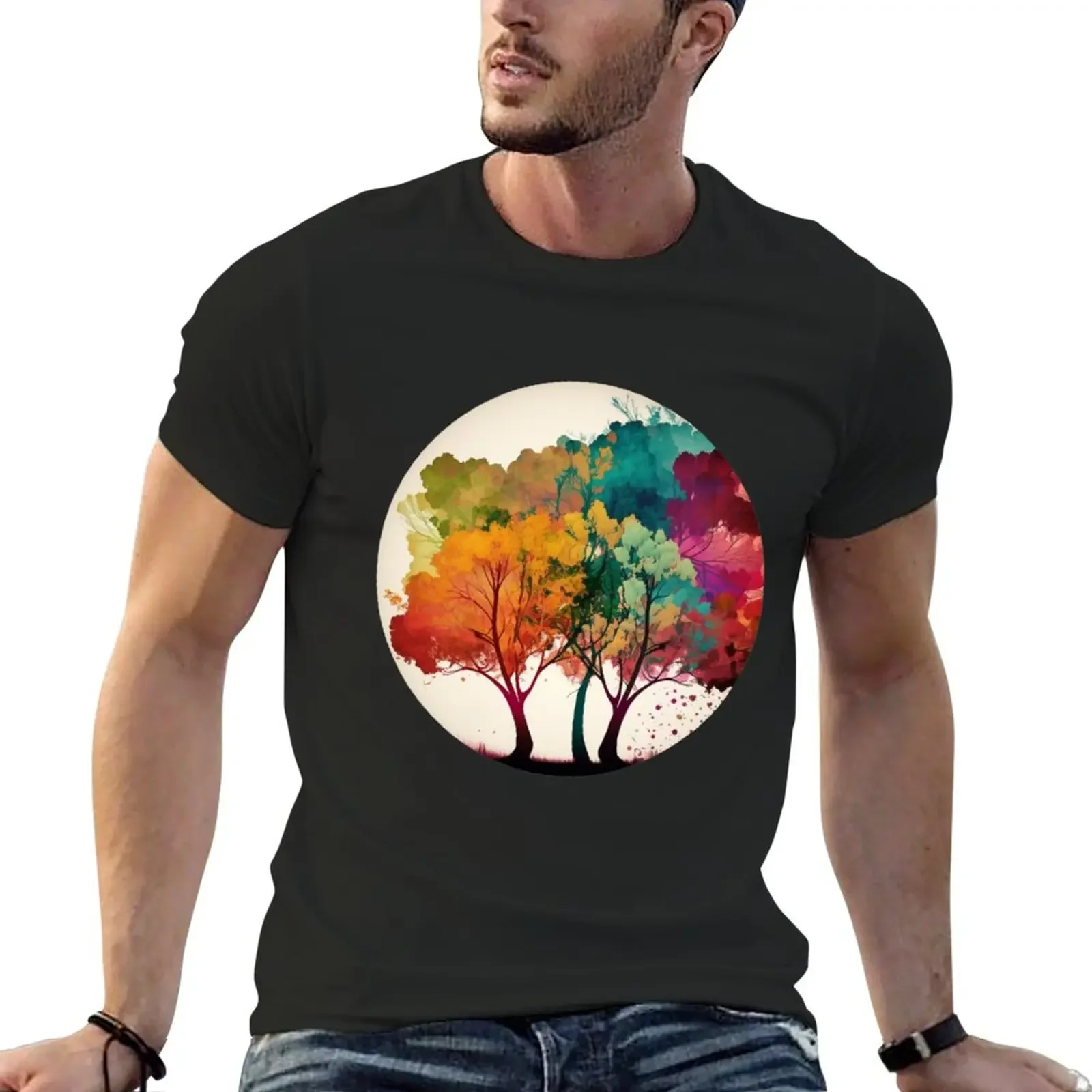 

Light Trees T-Shirt blacks hippie clothes quick drying graphics Men's t shirts