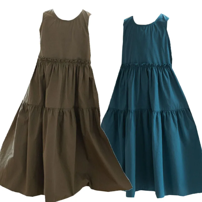 Big Girl Blue White Green Dress Long Kid Clothing Summer 2025 Tween Dresses 12-14-16 Girls 6 7 8 9 10 11 13 15 17 18 19 20 Years