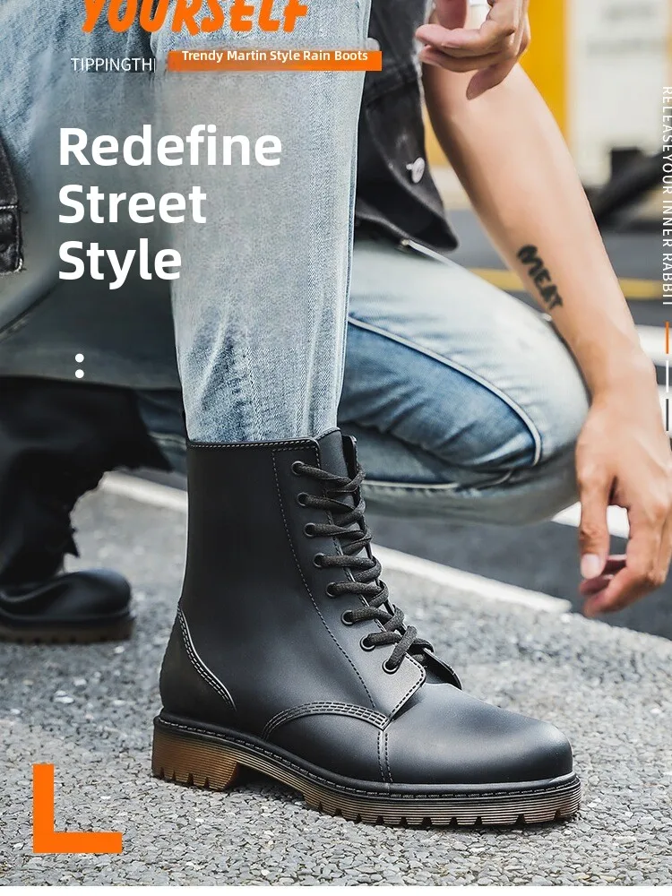 Men's And Women's  Boots Rain oes Waterproof Anti-Slip Mid-Calf Work Rubber oes Versatile Summer Pure Color Rain Boots