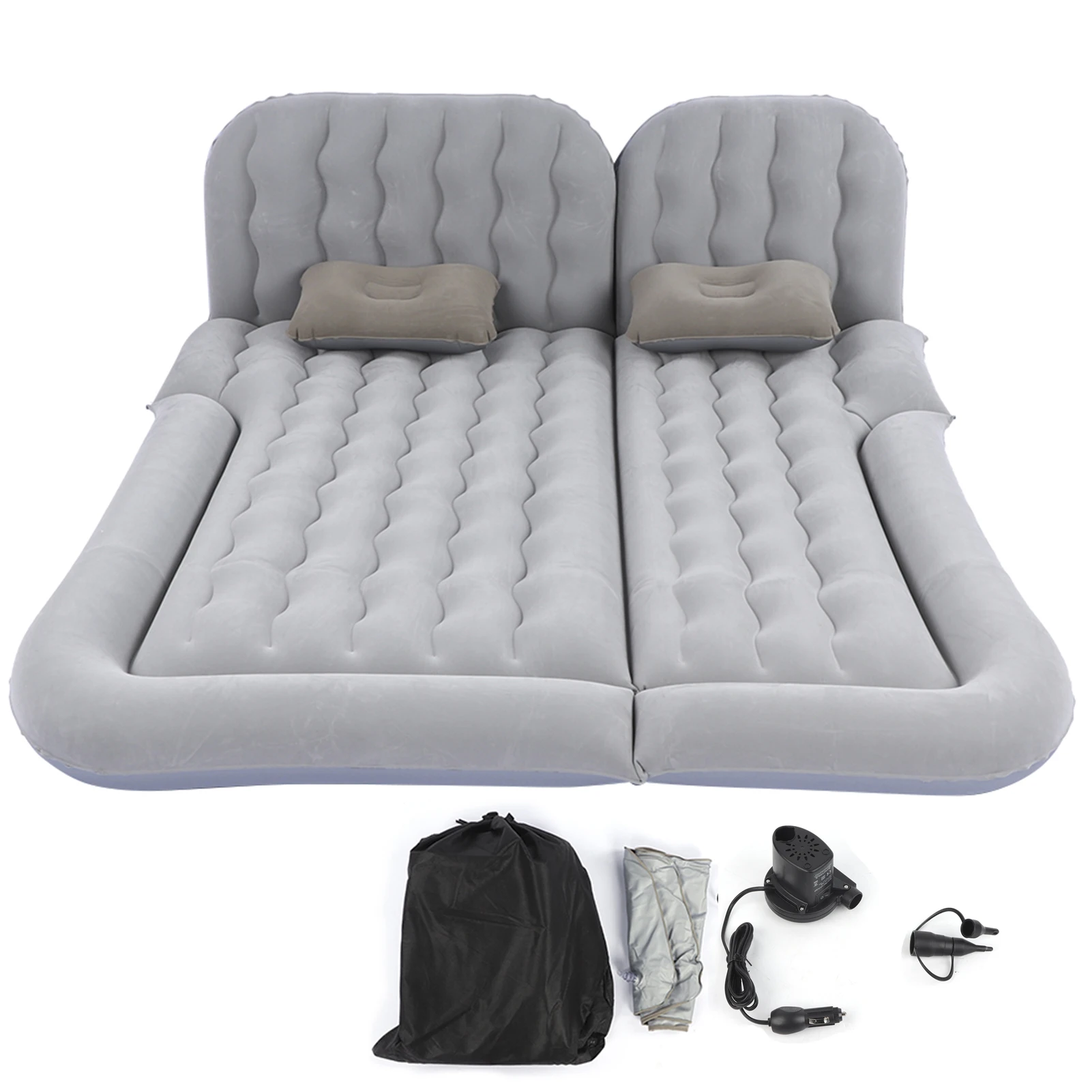 2‑In‑1 Multifunction Inflatable Travel Mattress PVC Flocking Soft Sleeping Rest Cushion for Car SUV
