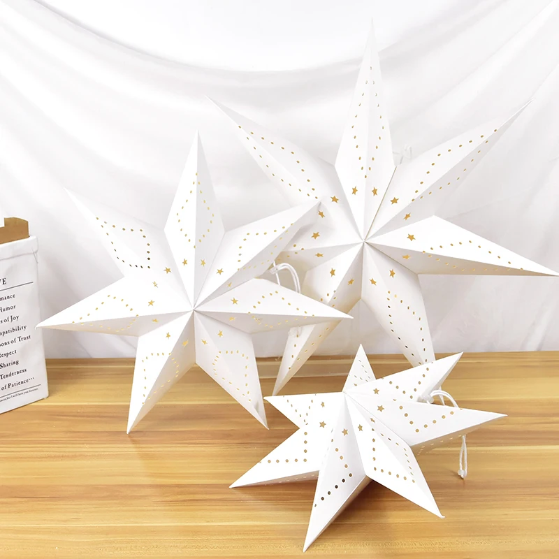 35-60 cm Party Aushöhlen Stern Licht Hause Fenster Schlafzimmer Fee Nachtlicht Papier Laterne Stern für Eid Mubarak hochzeit Dekorationen – Detail 6