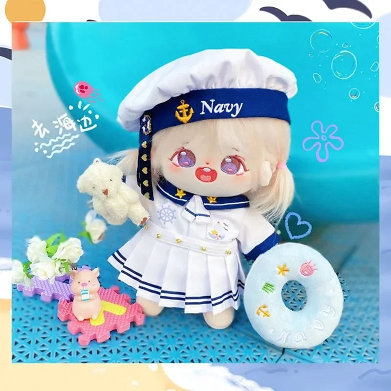 20cm baby clothes, cotton dolls, navy style clothes, blue island style set, free shipping for boys and girls 2