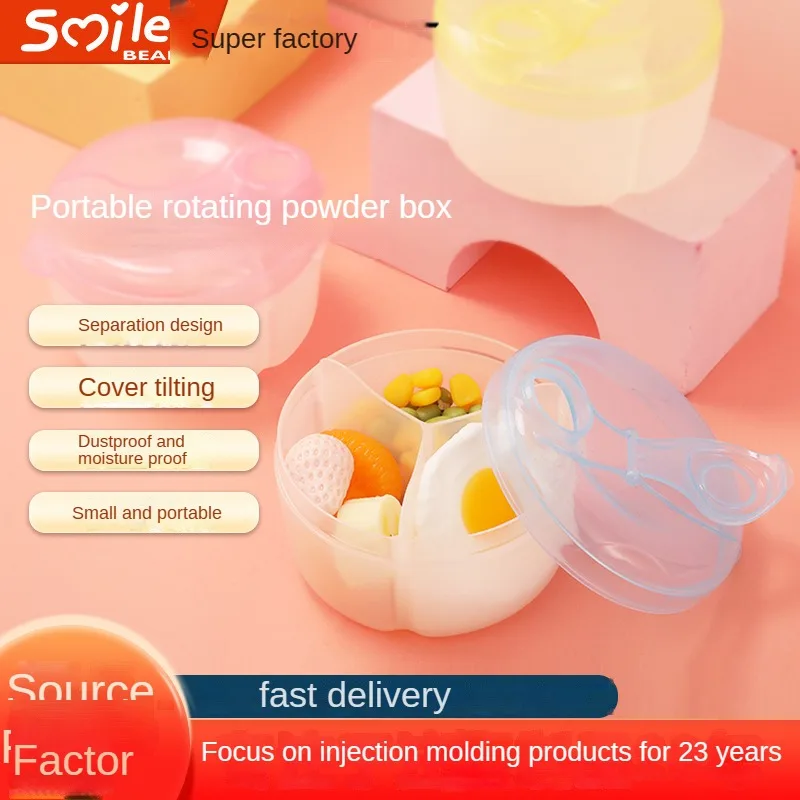 

3 Grid Portable Baby Food Storage Box Essential CerealInfant Milk Powder Box Toddler Kids Snacksto rotate Container