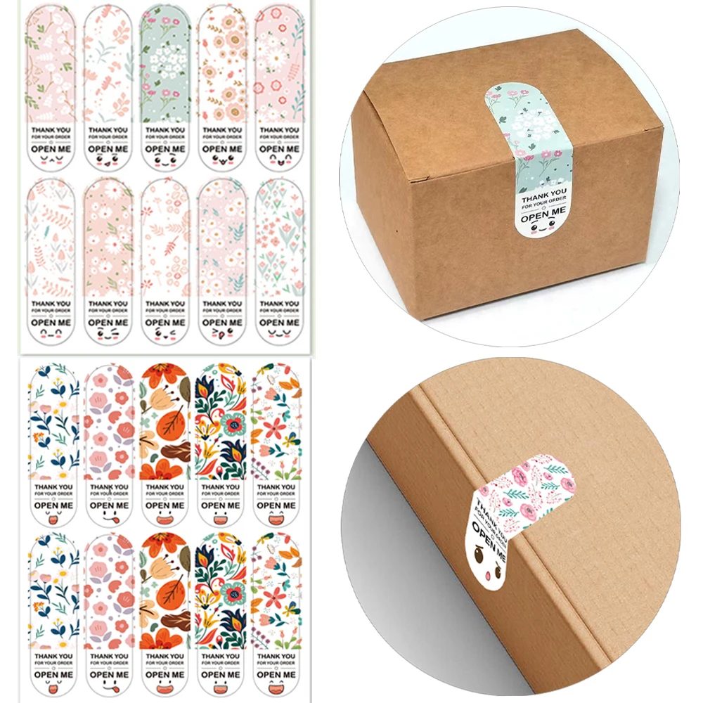 100pcs 2x7cm Open Me Cute Scrapbook Sticker Tags Thank You for Your Order Sticker for Gift Packaging Decoration Sealing Labels 500pcs lovely cat sealing labels stickers thank you stickers for school teacher cute animals kids stationery sticker gifts decor