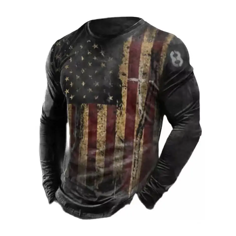 Poker A Print T-Shirt Long Sleeve Winter O-Neck Soft Top Men'S 2022 Fashion Skull Us Vintage Cotton Comfortable Clothes T-Shirt