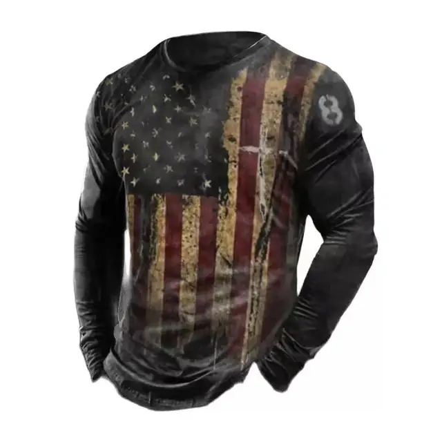 Poker A Print T-Shirt Long Sleeve Winter O-Neck Soft Top Men'S 2022 Fashion Skull Us Vintage Cotton Comfortable Clothes T-Shirt 6