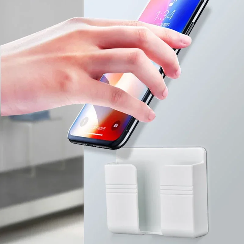 Wall Mounted Storage Box 4Pcs Multifunction Punch Free Organizer TV Remote Control Mounted Mobile Phone Plug Charging Holder