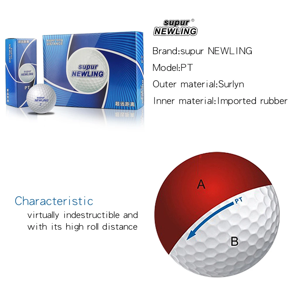 長距離ゴルフボール,2層,12個,1箱 - AliExpress
