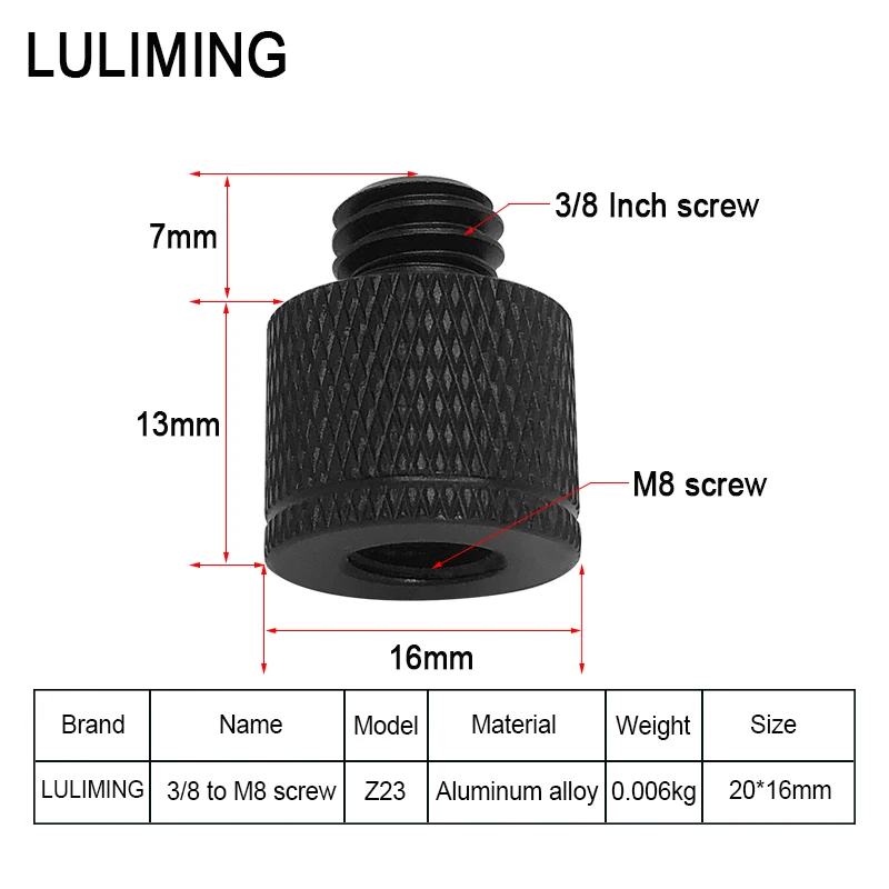 Camera accessories universal female 3/8-16 to male M6 M8 M10 M12 conversion screw ballhead tripod mount adapter