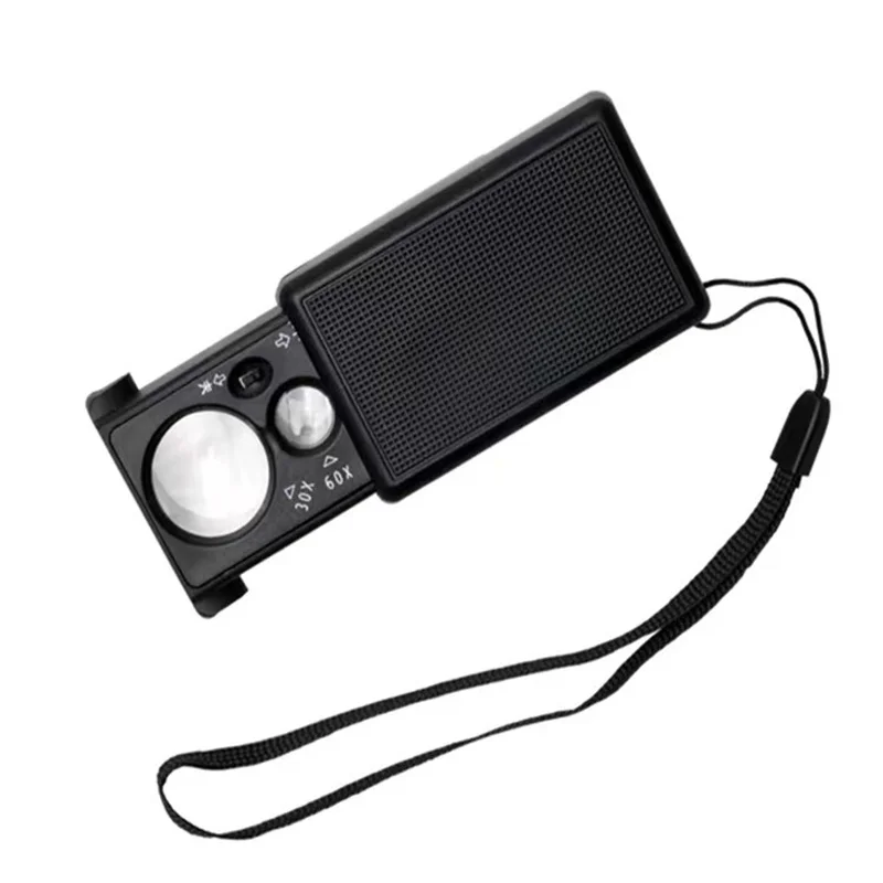 Jewelry Magnifier 30X 60X Pull-type Mini Pocket Hand Magnifying Glass Portable Microscope Loupe Optical Lens Tool LED Light jewelry magnifier jewelry magnifying glass magnifying glass