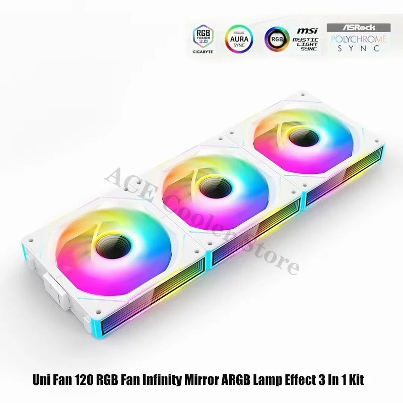 Uni Fan Sl120 com Espelho Infinito Efeito de Lâmpada Argb em Lâmina Reversa 3pin 5v Espaço Ilimitado Mute Watercooler Ventilateur - Imagem 6