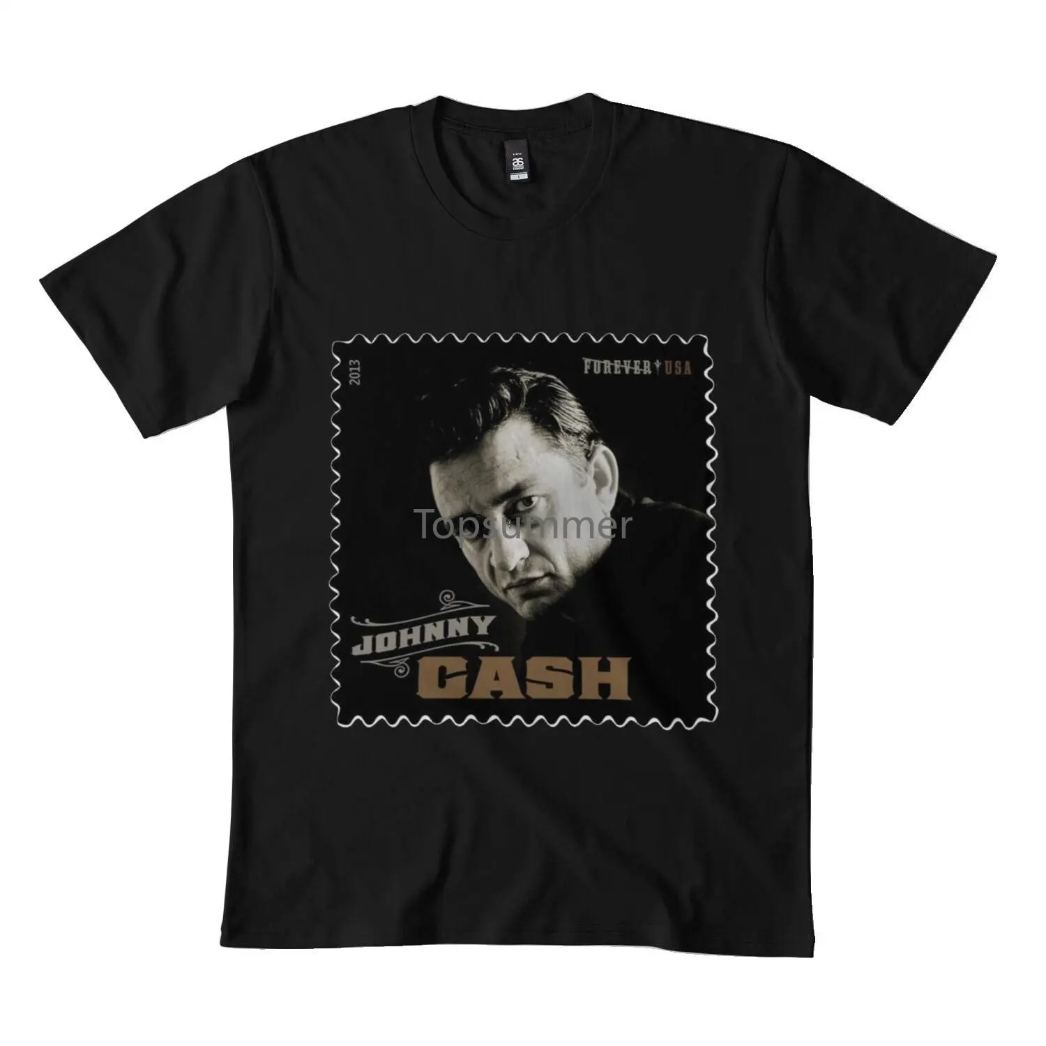 Johnny Cash Music Icon Stamp Design Classic T-Shirt Bl Black
