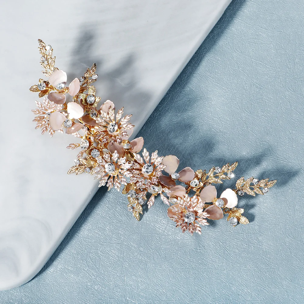 Gold Metal Flowers Rhinestones Bridal Hair clip Vine Bridesmaid Hairpiece Floral Headpieces Wedding